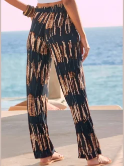 Pantalon large à ceinture élastique avec poches latérales