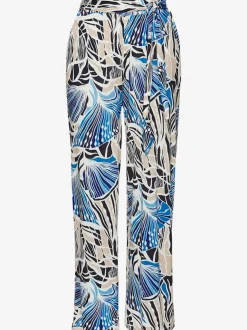 Pantalon à large ceinture élastique avec ceinture à nouer et imprimé floral