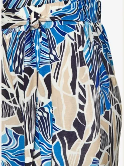 Pantalon à large ceinture élastique avec ceinture à nouer et imprimé floral