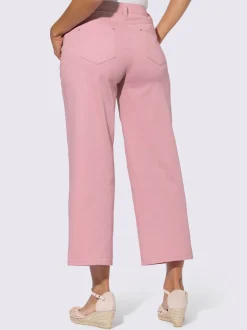 Pantalon large en denim avec cinq poches et ceinture gainante