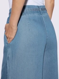 Pantalon large en lyocell à taille haute avec poches