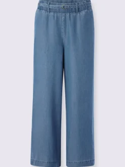 Pantalon large en lyocell à taille haute avec poches