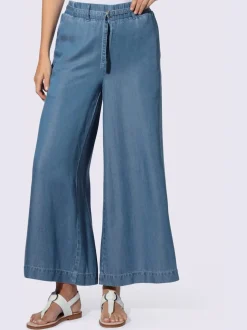 Pantalon large en lyocell à taille haute avec poches