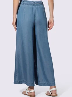 Pantalon large en lyocell à taille haute avec poches