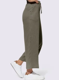 Pantalon large en mousseline avec taille haute et poches