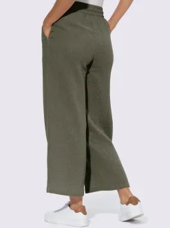 Pantalon large en mousseline avec taille haute et poches