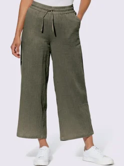 Pantalon large en mousseline avec taille haute et poches