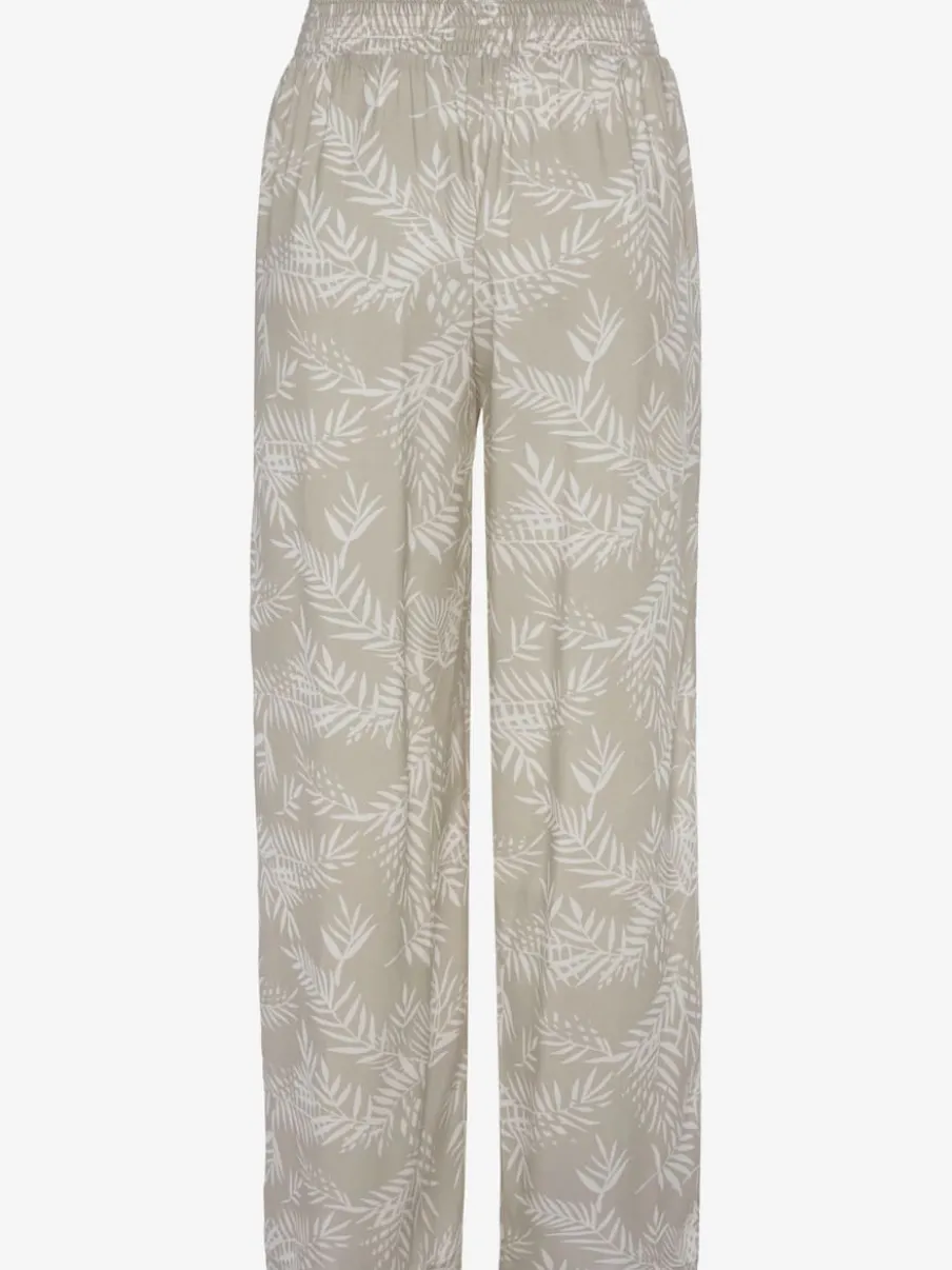 Pantalon large en viscose crêpée avec ceinture smockée et poches latérales