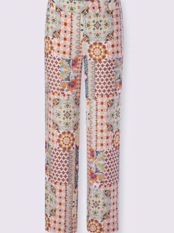 Pantalon large en viscose fluide avec motif patchwork et poches