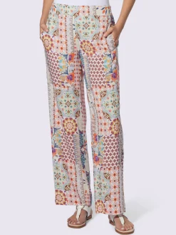 Pantalon large en viscose fluide avec motif patchwork et poches