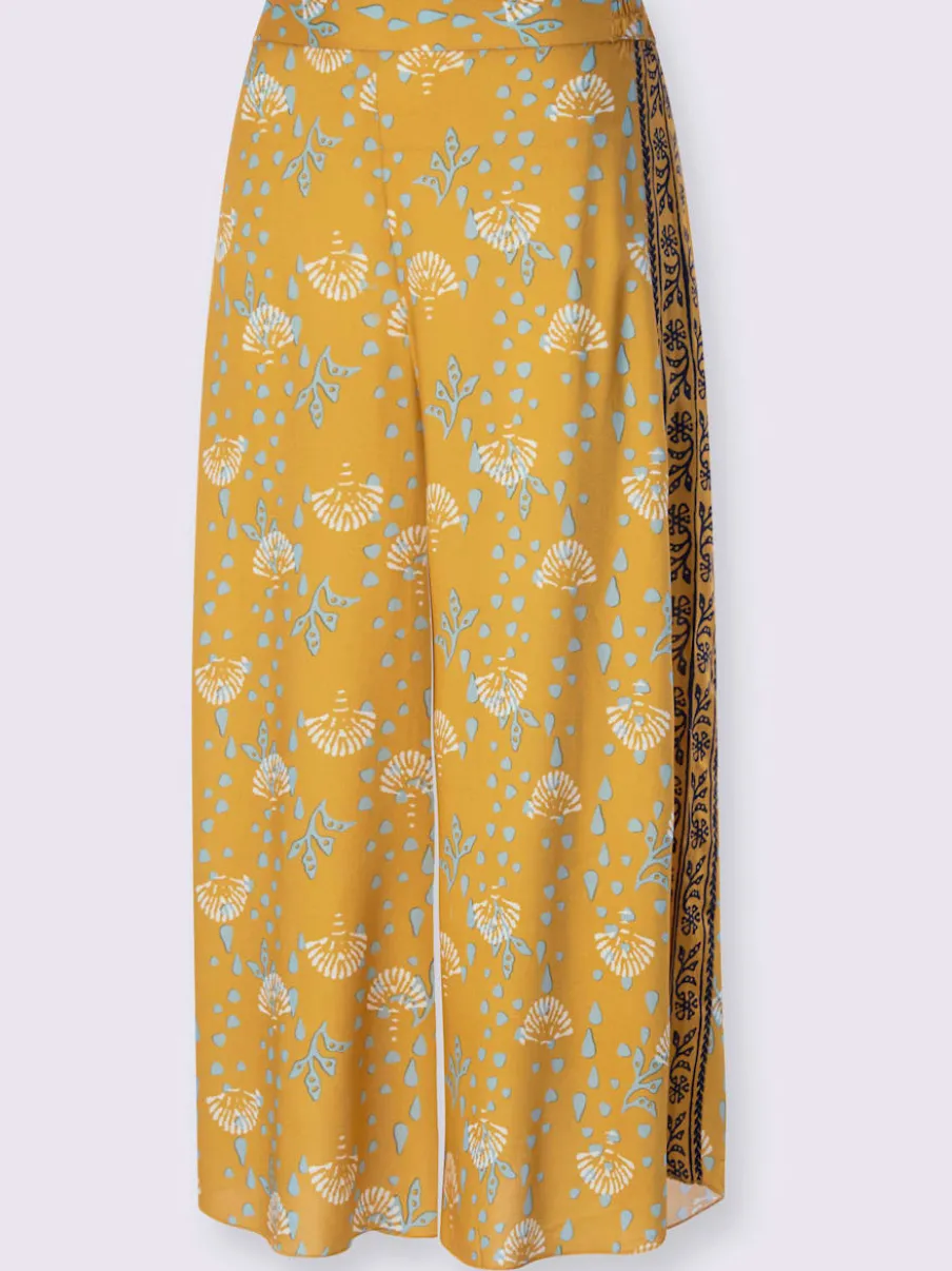 Pantalon large fluide imprimé coquillage à ceinture élastique