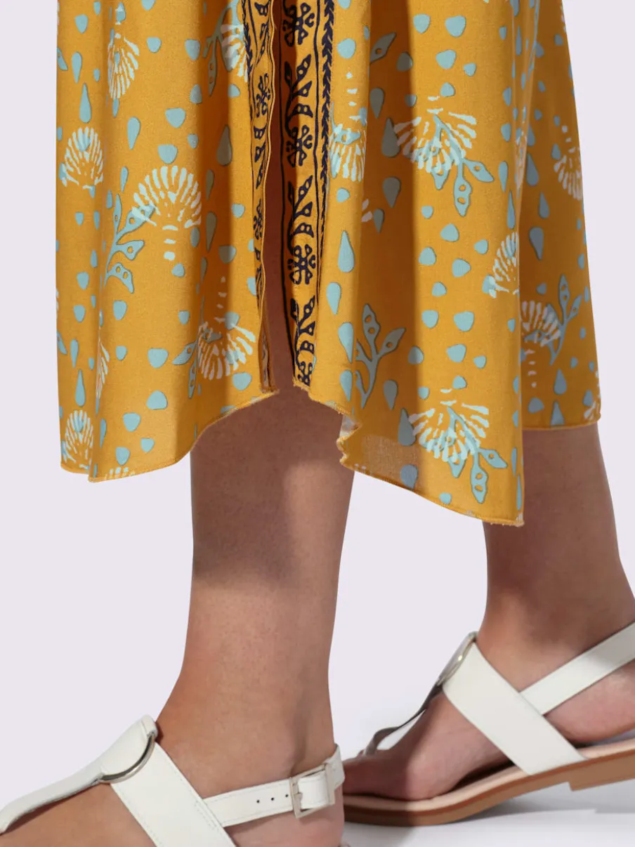 Pantalon large fluide imprimé coquillage à ceinture élastique