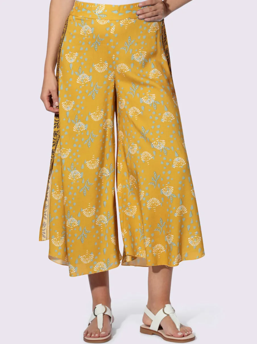 Pantalon large fluide imprimé coquillage à ceinture élastique