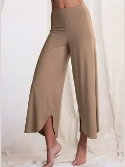 Pantalon large jupe-culotte doux avec ourlet arrondi