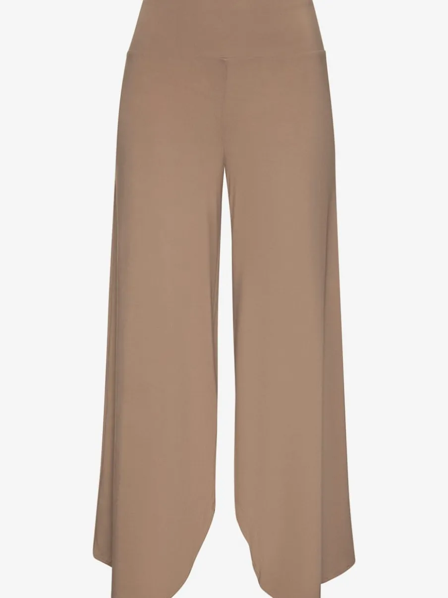 Pantalon large jupe-culotte doux avec ourlet arrondi