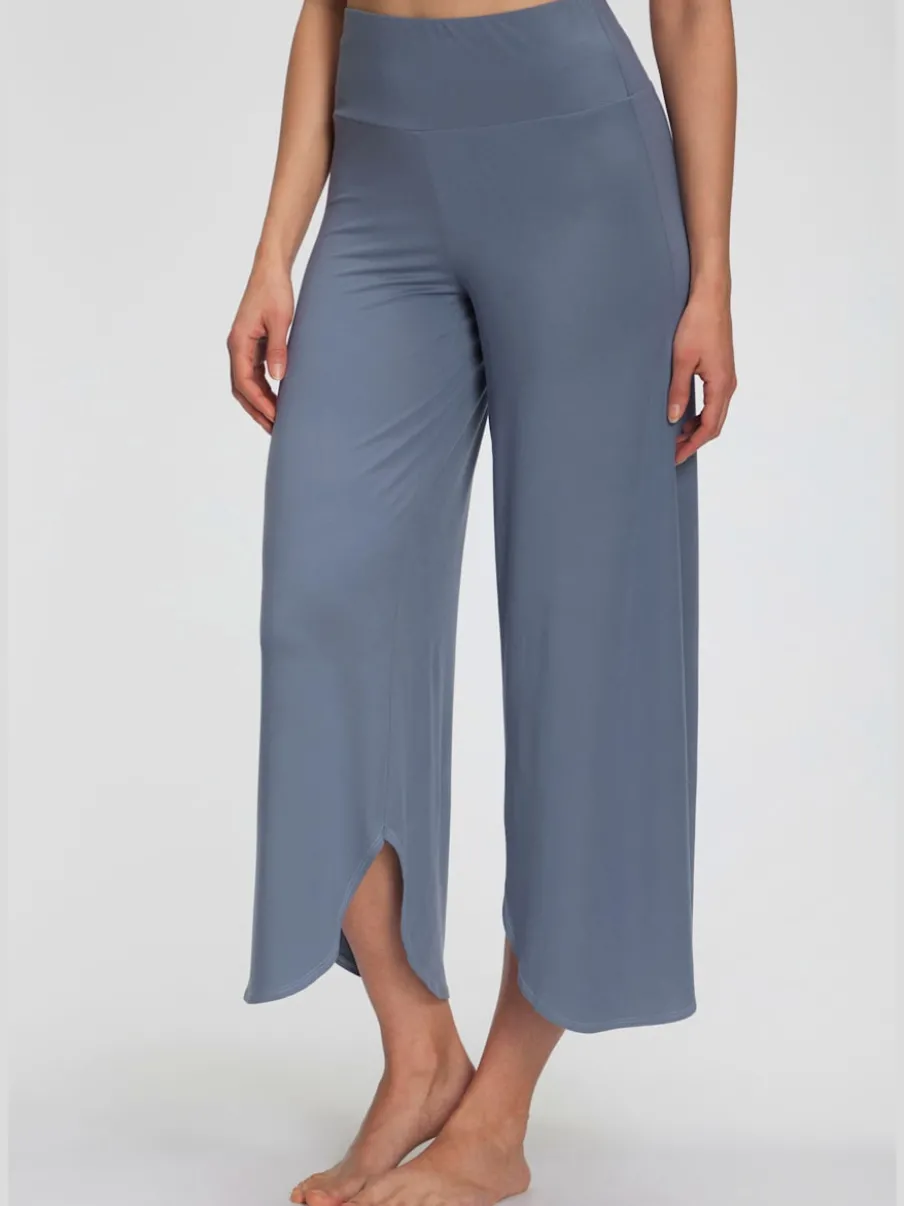 Pantalon large jupe-culotte doux avec ourlet arrondi