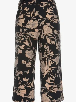 Pantalon large jupe-culotte à motif floral avec ceinture