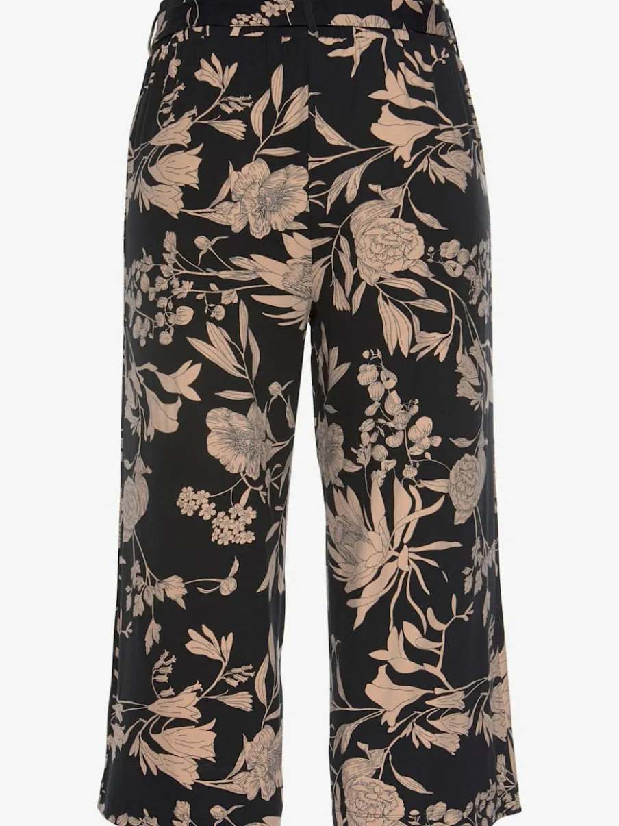 Pantalon large jupe-culotte à motif floral avec ceinture