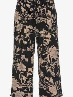 Pantalon large jupe-culotte à motif floral avec ceinture