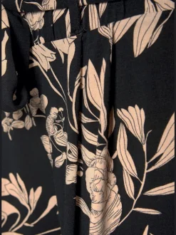 Pantalon large jupe-culotte à motif floral avec ceinture