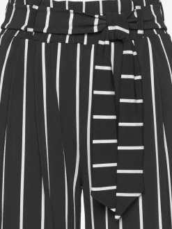 Pantalon large jupe-culotte rayé avec ceinture à nouer