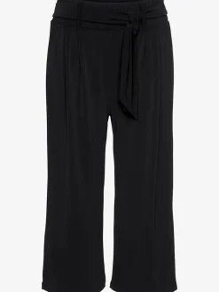 Pantalon large jupe-culotte rayé avec ceinture à nouer