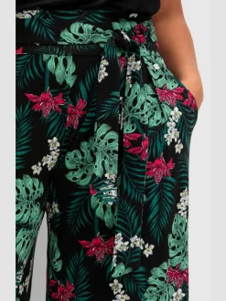 Pantalon large motif feuilles tropical