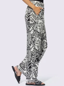Pantalon large à motif graphique avec ceinture élastique