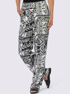 Pantalon large à motif graphique avec ceinture élastique