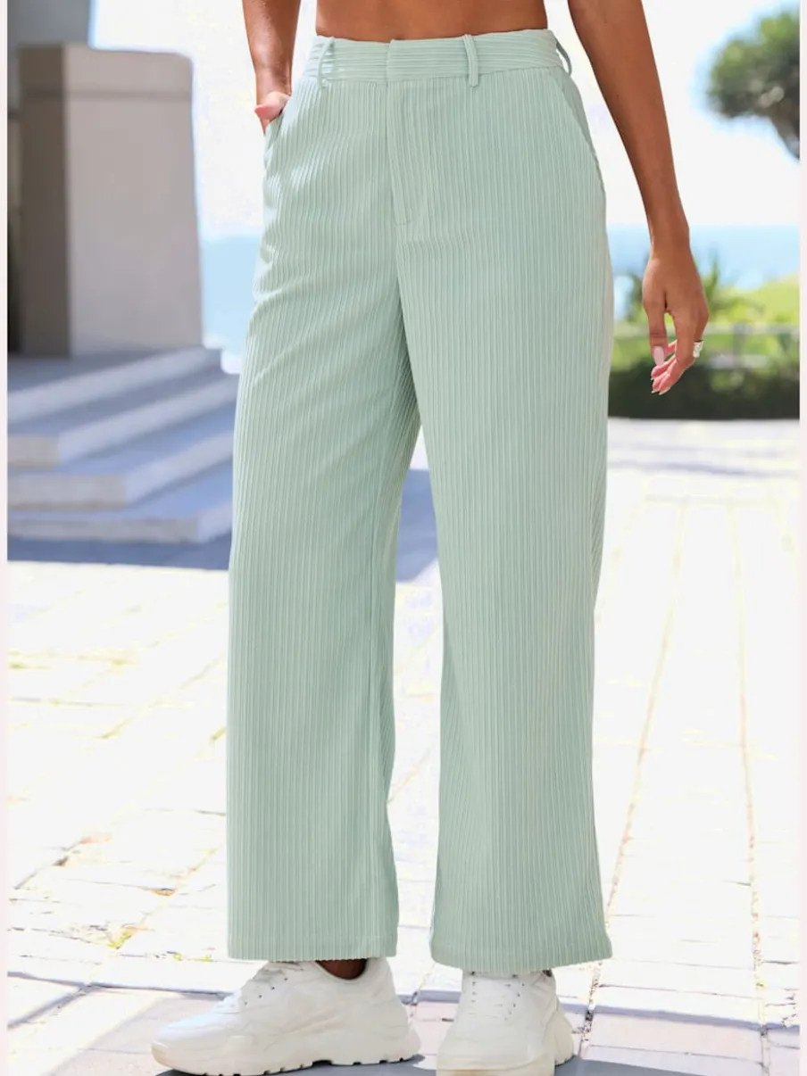 Pantalon large à rayures avec fermeture invisible devant