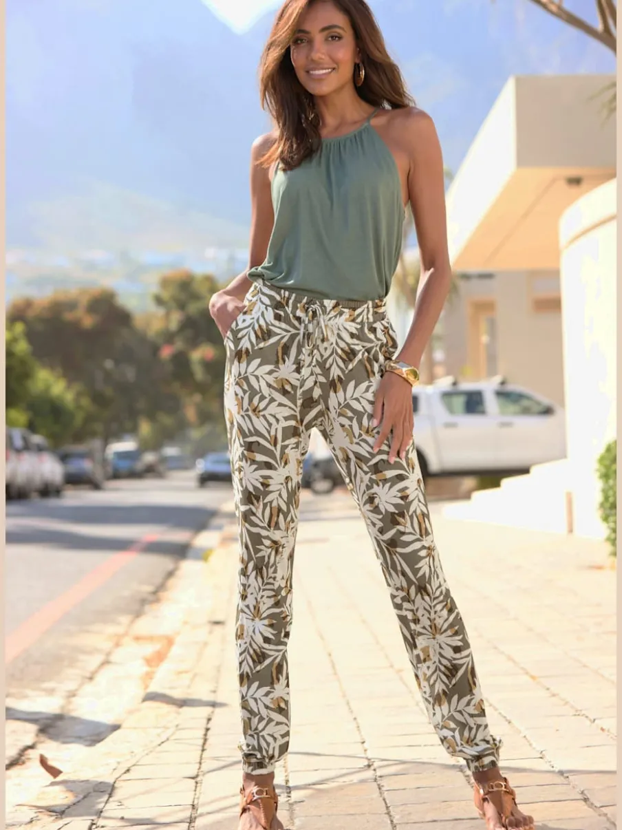 Pantalon léger avec poches et bas élastiqué imprimé