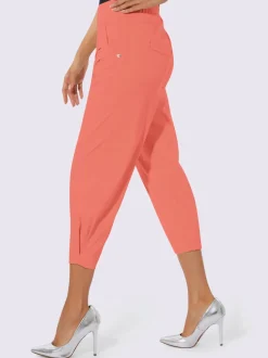 Pantalon 7/8 léger en bengaline avec ceinture élastique et plis