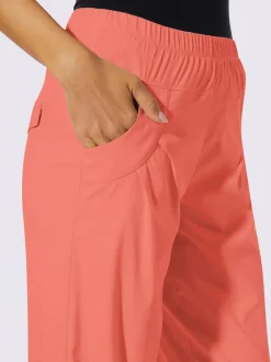 Pantalon 7/8 léger en bengaline avec ceinture élastique et plis