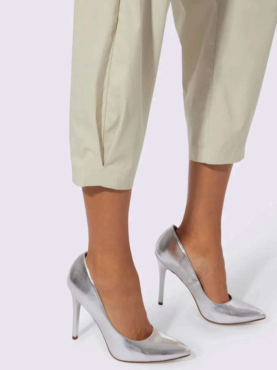 Pantalon 7/8 léger en bengaline avec ceinture élastique et plis