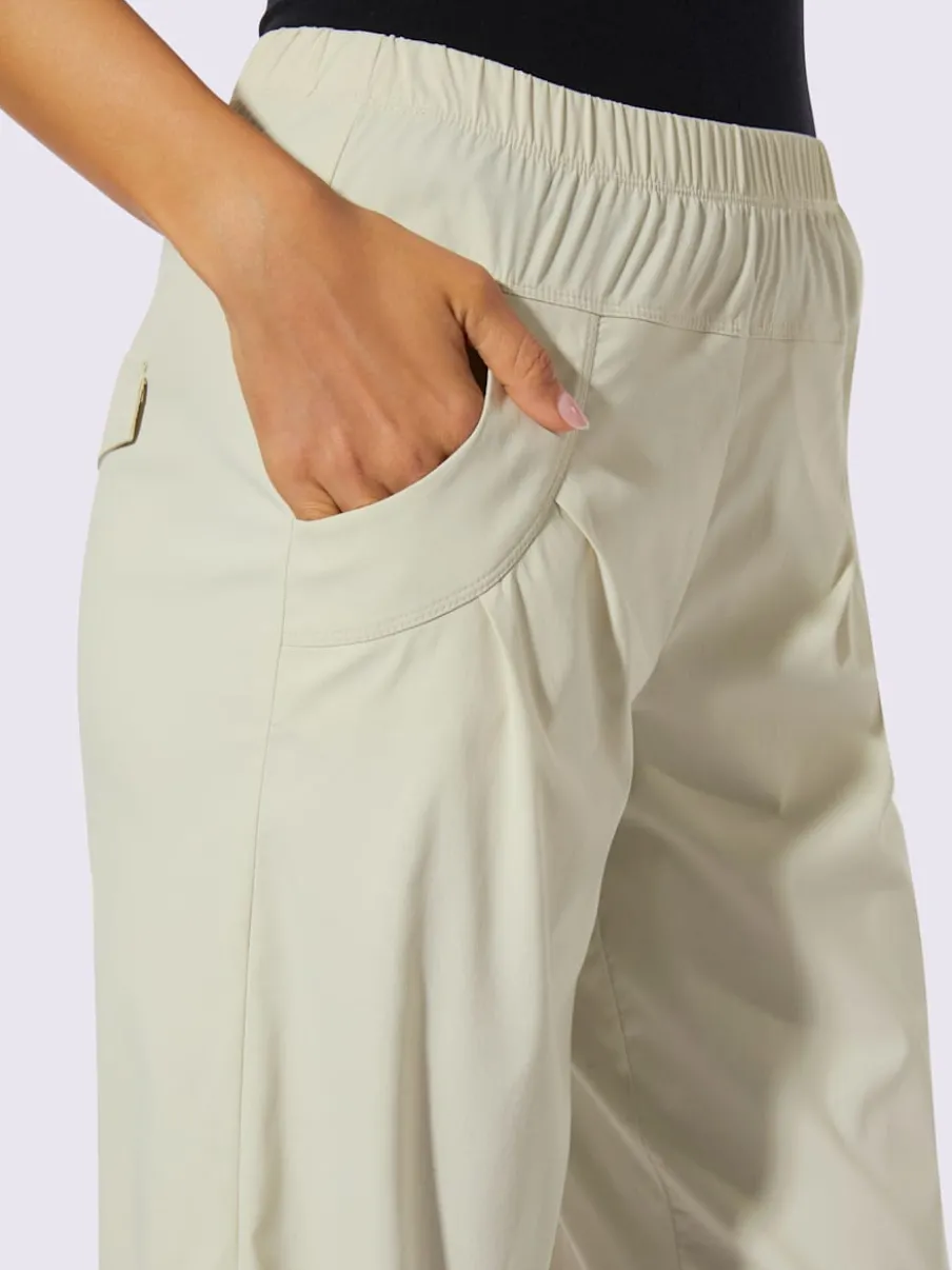 Pantalon 7/8 léger en bengaline avec ceinture élastique et plis