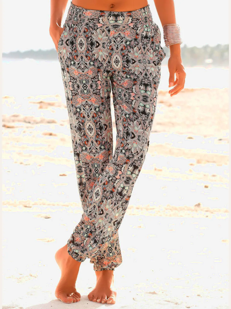 Pantalon léger imprimé avec poches et taille élastiquée