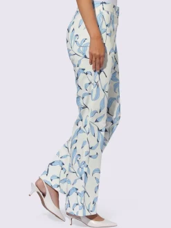 Pantalon légèrement évasé à motif floral avec poches