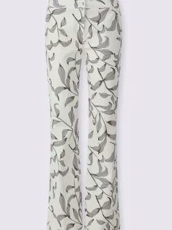 Pantalon légèrement évasé à motif floral avec poches
