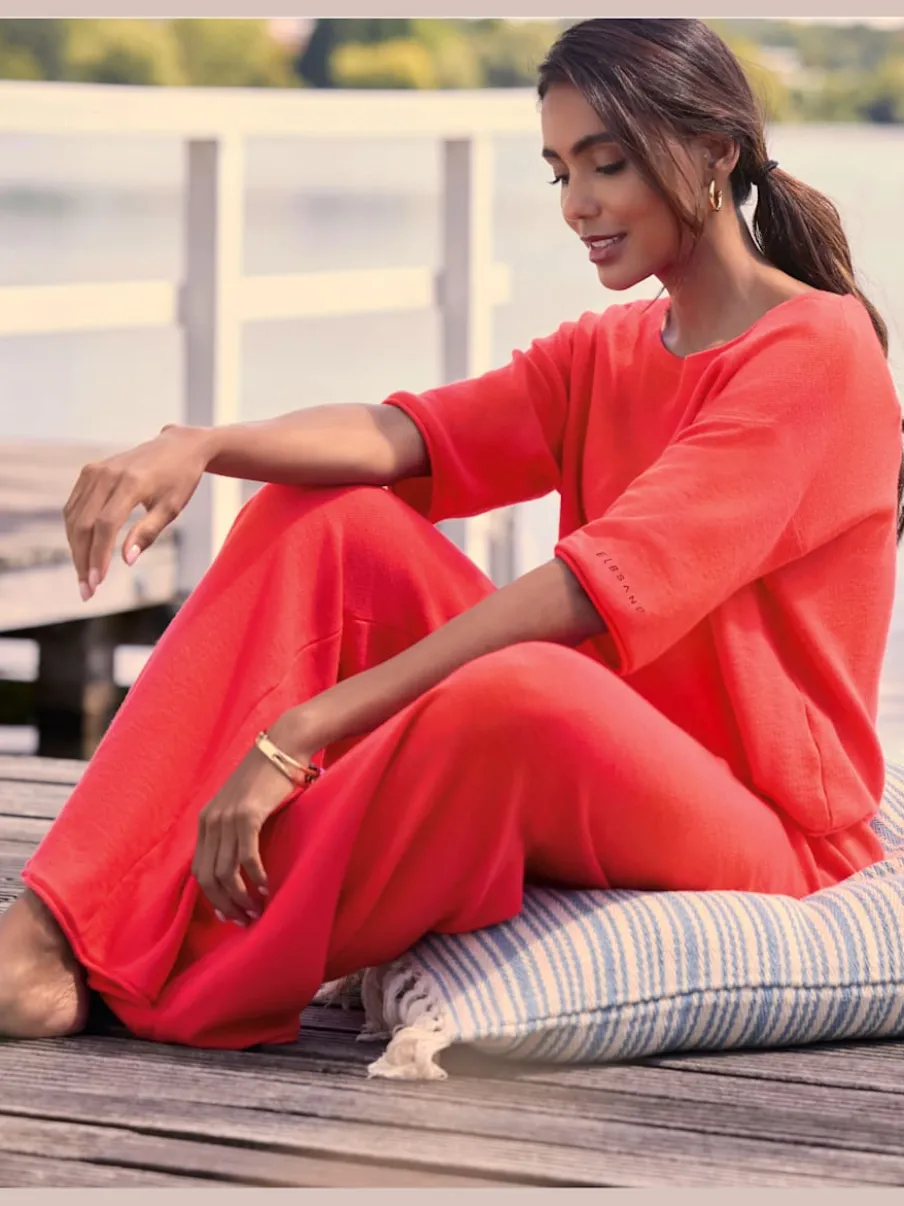 Pantalon lounge avec ceinture élastique et jambes larges