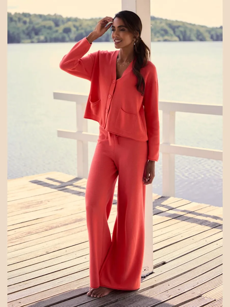 Pantalon lounge avec ceinture élastique et jambes larges
