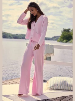 Pantalon lounge avec ceinture élastique et jambes larges