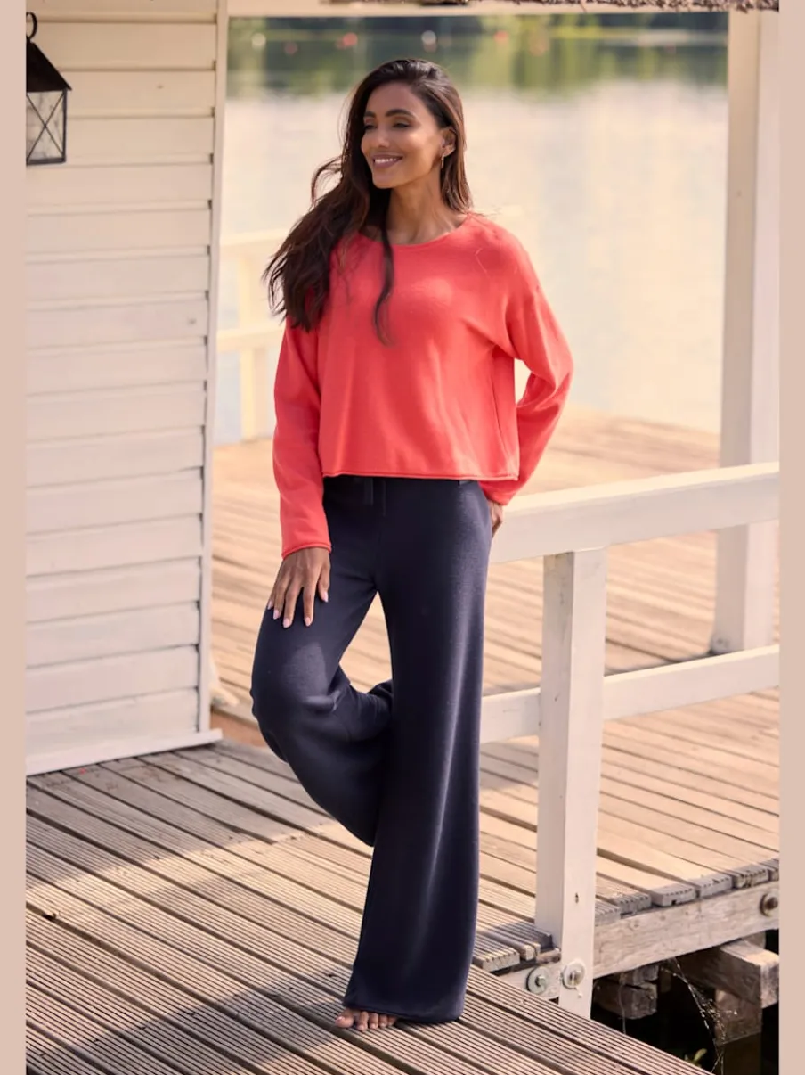 Pantalon lounge avec ceinture élastique et jambes larges