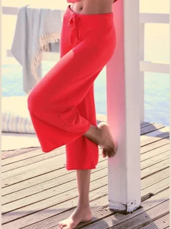 Pantalon lounge en tricot doux avec ceinture élastique et large coupe