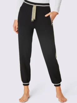 Pantalon modal et viscose à rayures avec ceinture élastique