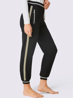Pantalon modal et viscose à rayures avec ceinture élastique