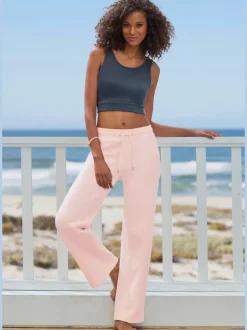 Pantalon molletonné à jambes larges avec poches latérales et coulisse