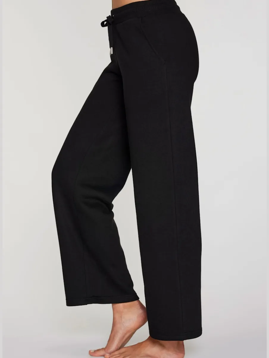 Pantalon molletonné à jambes larges avec poches latérales et coulisse