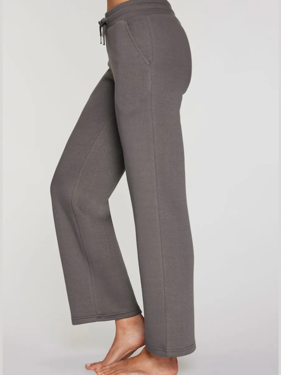 Pantalon molletonné à jambes larges avec poches latérales et coulisse