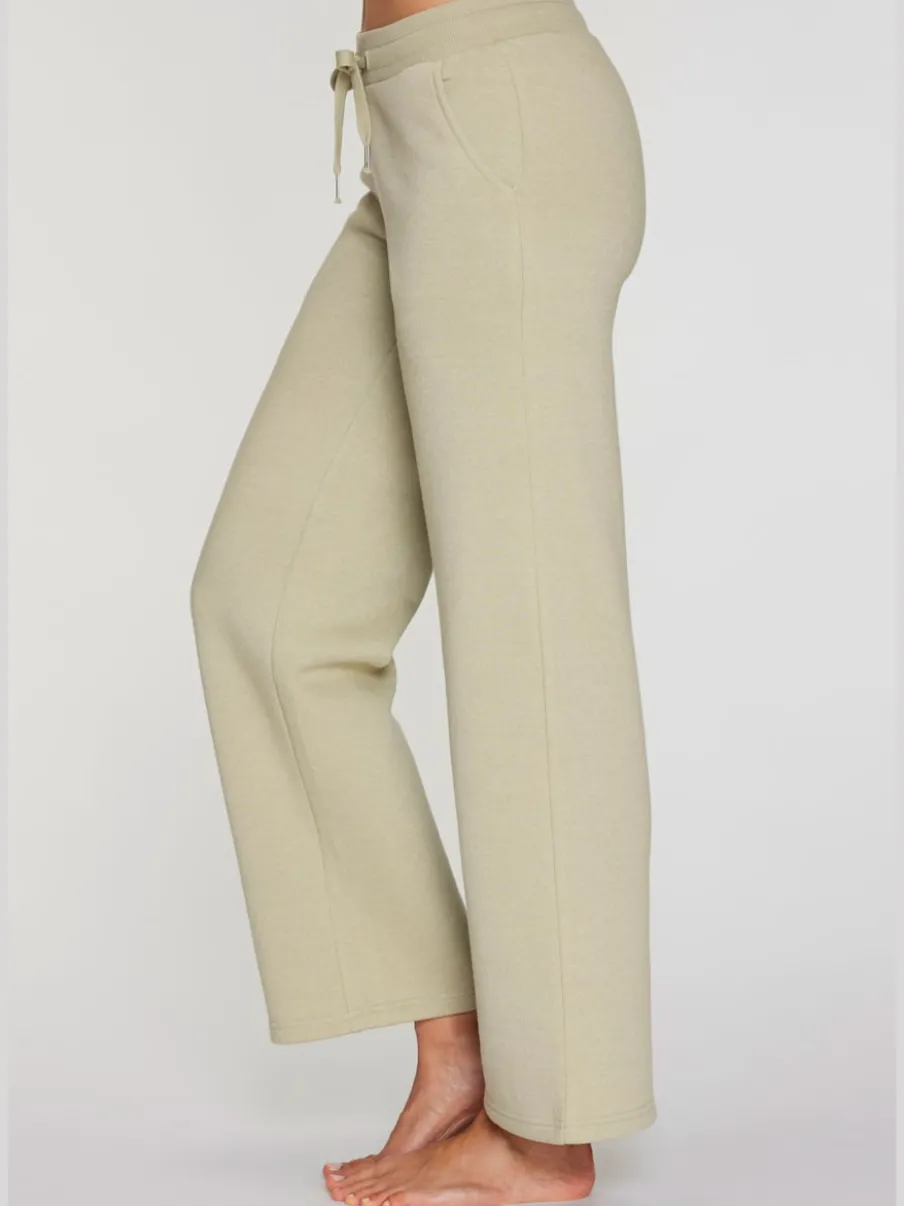 Pantalon molletonné à jambes larges avec poches latérales et coulisse