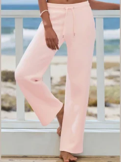 Pantalon molletonné à jambes larges avec poches latérales et coulisse